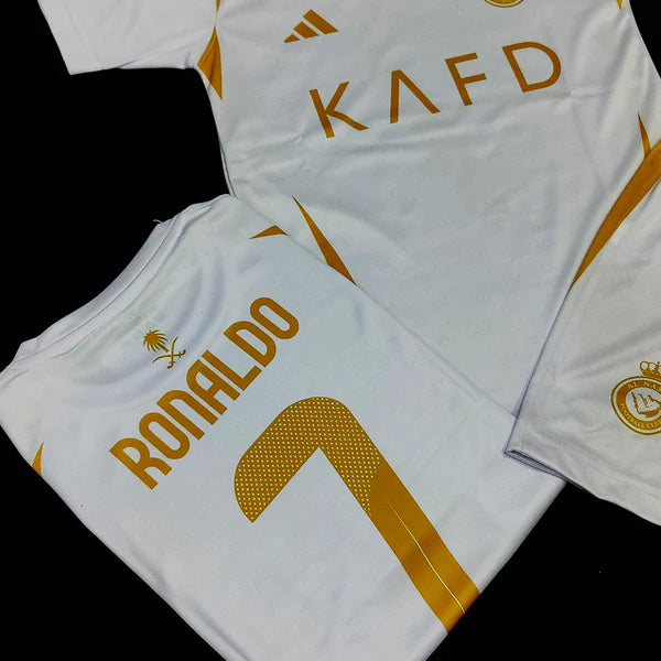 Cristiano Ronaldo | Al Nassr Golden White ⚜️⚽ Football Kit - KIDS